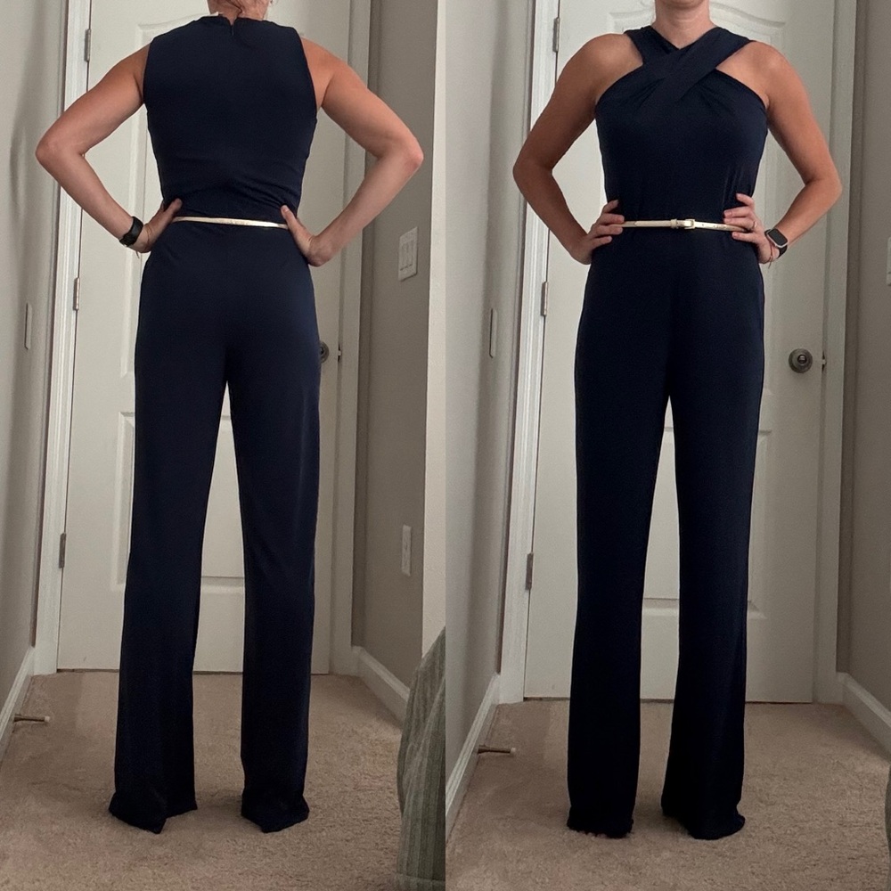 Michael Kors Wide Leg Navy Jumpsuit